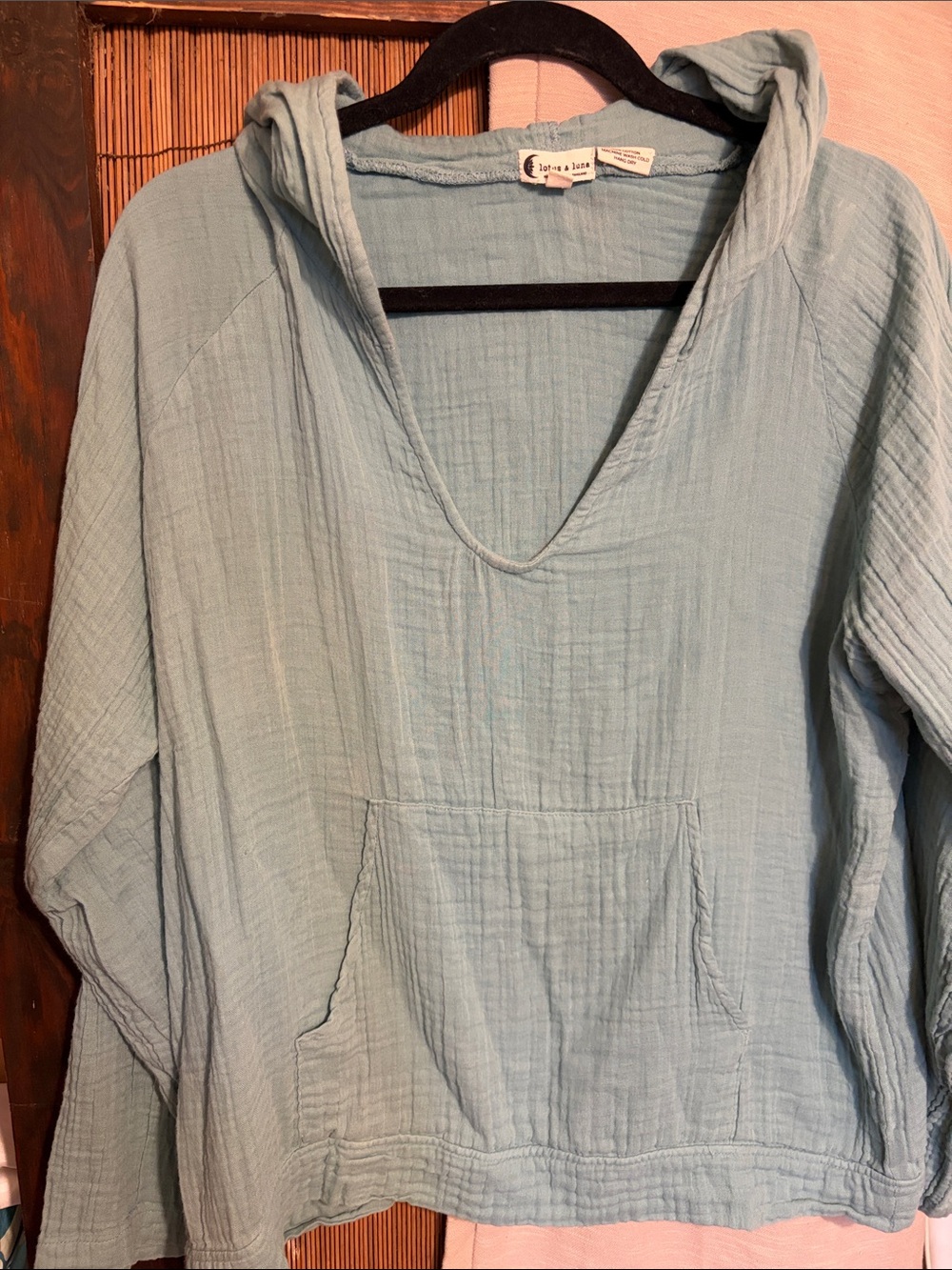 Women’s Light Blue Hooded Gauze Pullover by A New Day